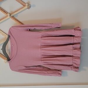 Posh Peanut dusty rose long sleeve Ruffled twirl dress